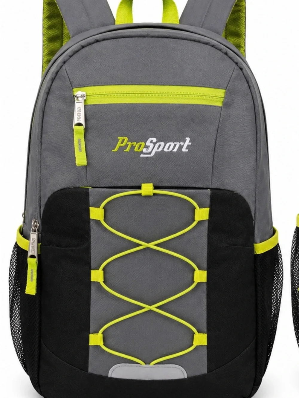 ProSport B2497 Gray & Neon Yellow Backpack School Travel Daypack NWT